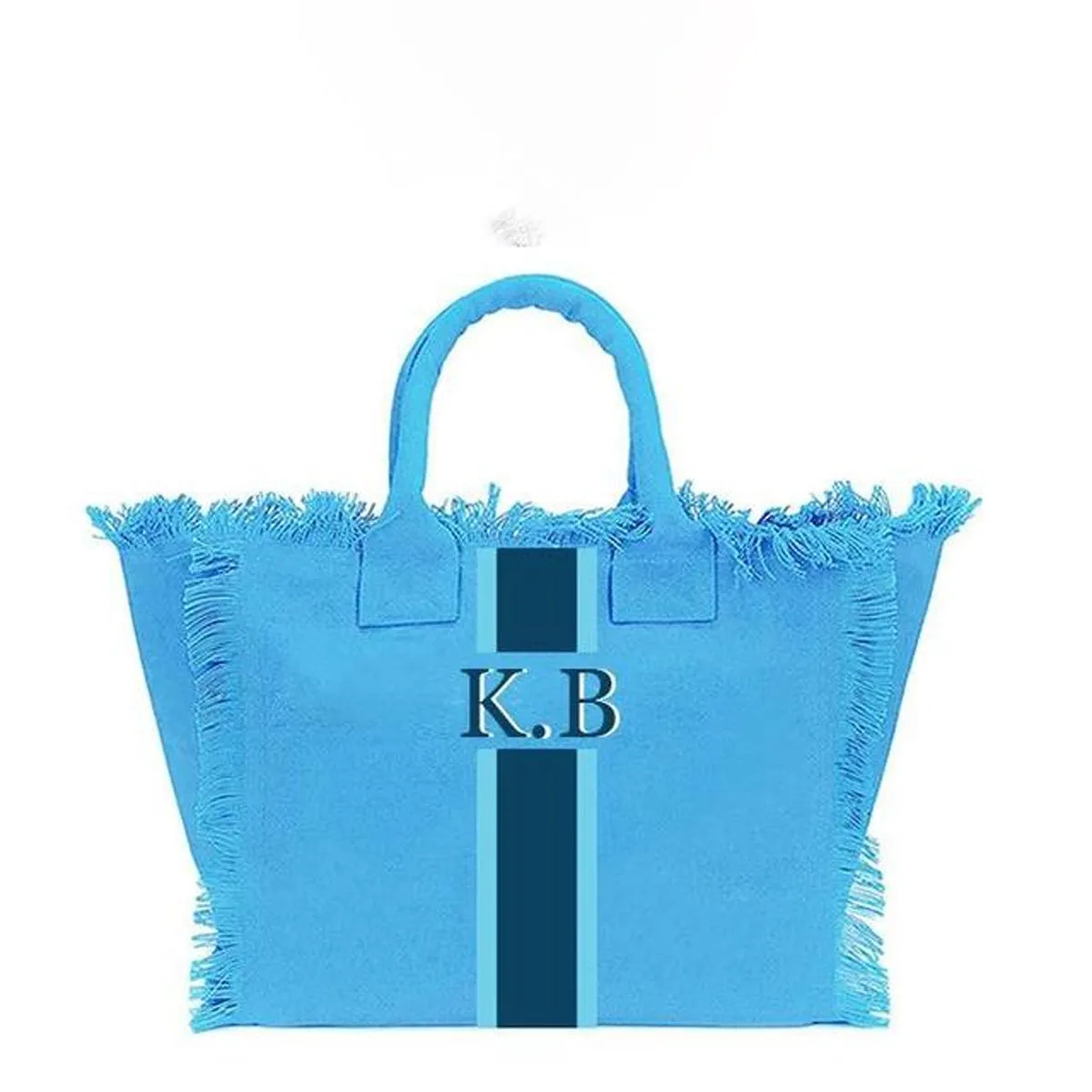 HPSP Handmade Bags, Summer American Style Trends Stripe Printing Women's Tassel HandBag Customizable Letters Canvas Tote Beach Bag Wedding Gift