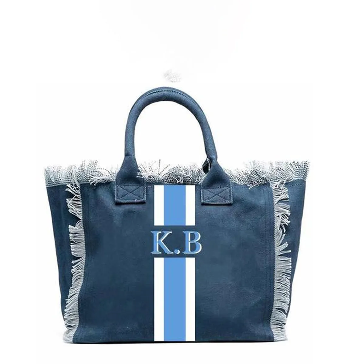 HPSP Handmade Bags, Summer American Style Trends Stripe Printing Women's Tassel HandBag Customizable Letters Canvas Tote Beach Bag Wedding Gift