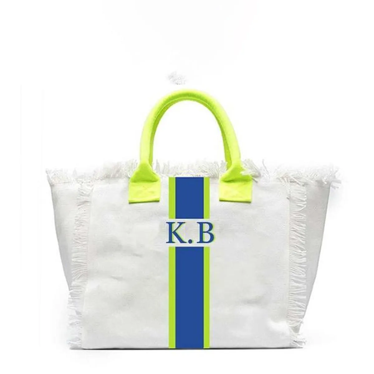 HPSP Handmade Bags, Summer American Style Trends Stripe Printing Women's Tassel HandBag Customizable Letters Canvas Tote Beach Bag Wedding Gift