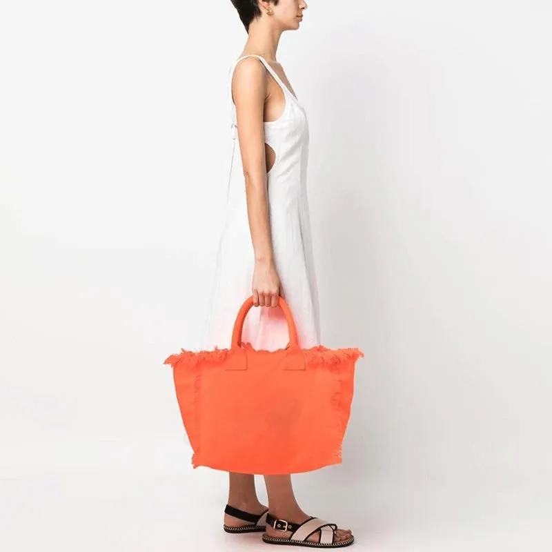 HPSP Handmade Bags, Summer American Style Trends Stripe Printing Women's Tassel HandBag Customizable Letters Canvas Tote Beach Bag Wedding Gift