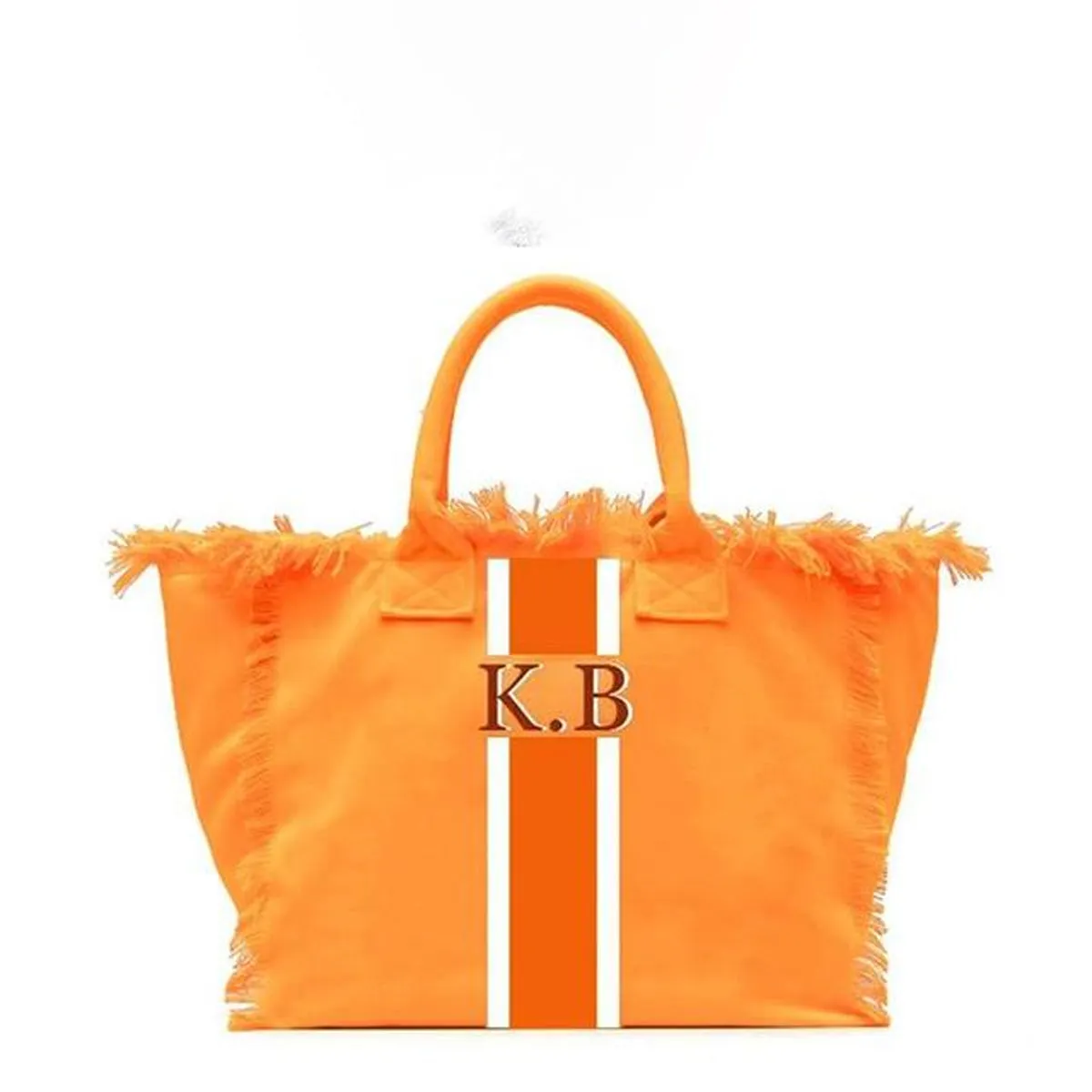 HPSP Handmade Bags, Summer American Style Trends Stripe Printing Women's Tassel HandBag Customizable Letters Canvas Tote Beach Bag Wedding Gift