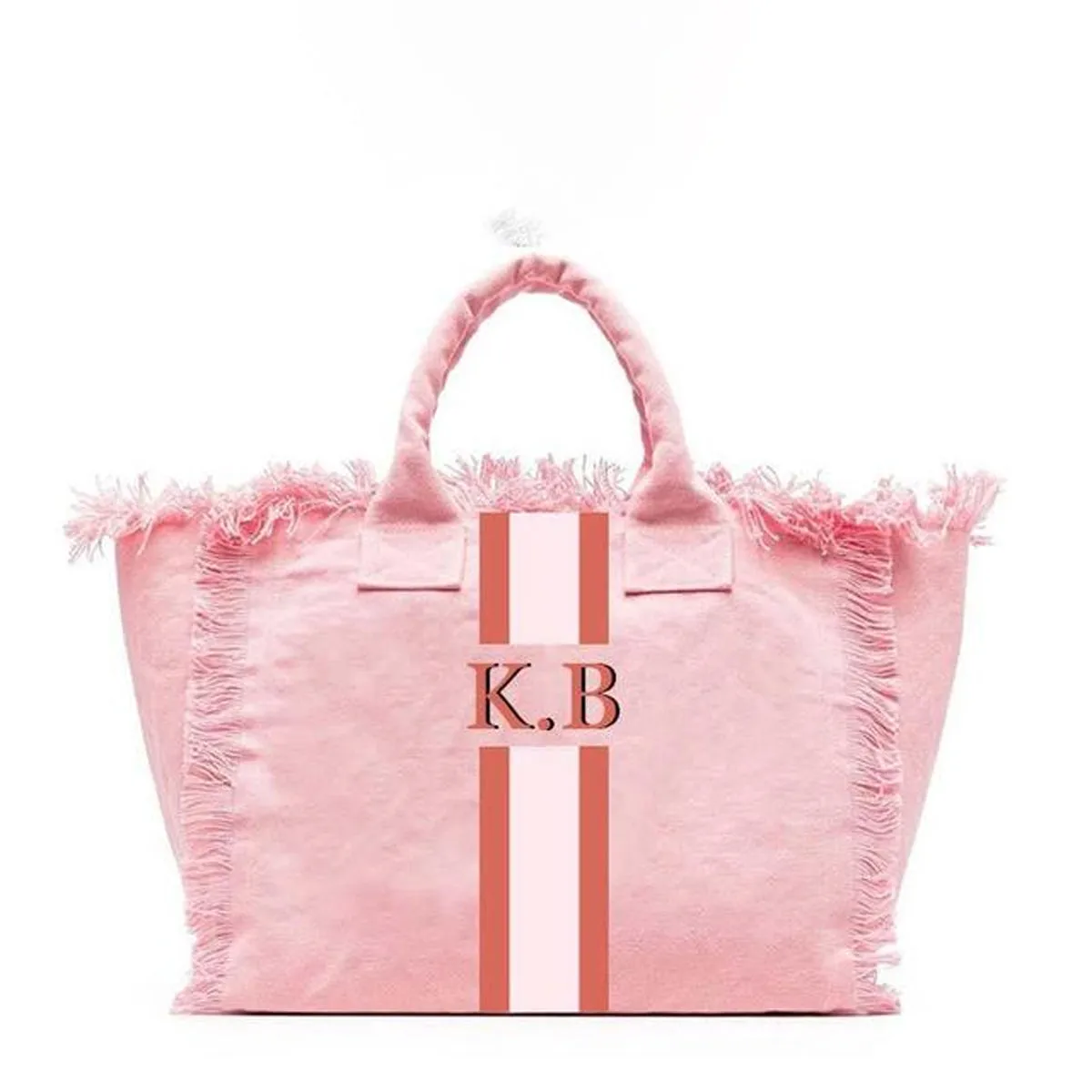 HPSP Handmade Bags, Summer American Style Trends Stripe Printing Women's Tassel HandBag Customizable Letters Canvas Tote Beach Bag Wedding Gift