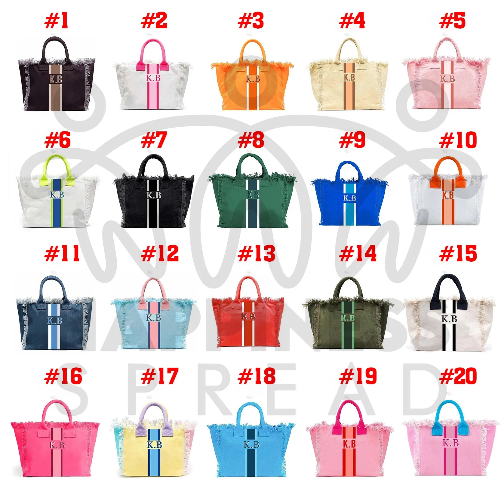 HPSP Handmade Bags, Summer American Style Trends Stripe Printing Women's Tassel HandBag Customizable Letters Canvas Tote Beach Bag Wedding Gift