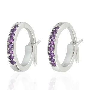 Huggie Earrings Amethyst 10k White Gold Jewelry February Birthstone Jewelry