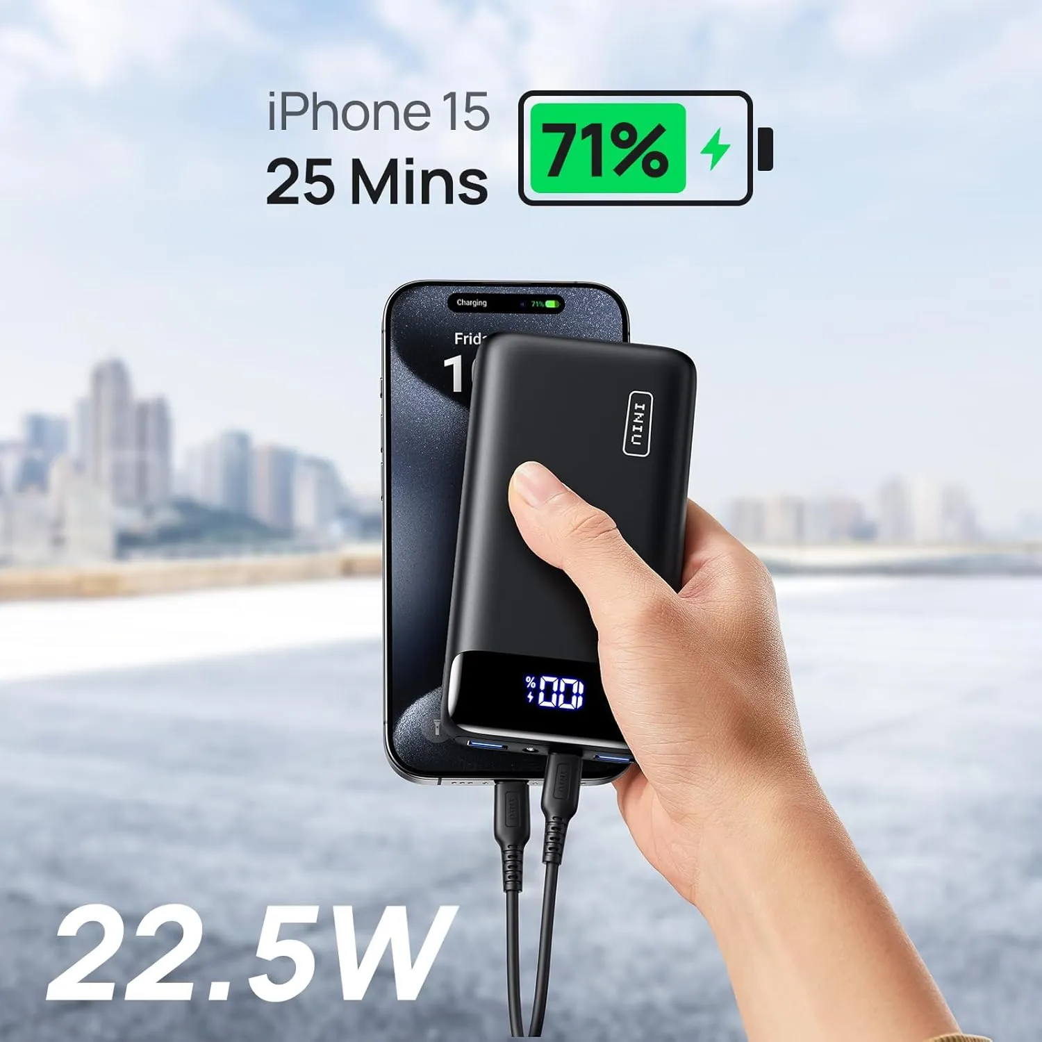 INIU Power Bank, 20000mAh Fast Charging Portable Charger, 22.5W Powerbank with USB C Input & Output, Battery Pack PD3.0 QC4.0 Compatible with iPhone 16 15 14 13 12 11 Pro Max Samsung S22 S21 S20 iPad