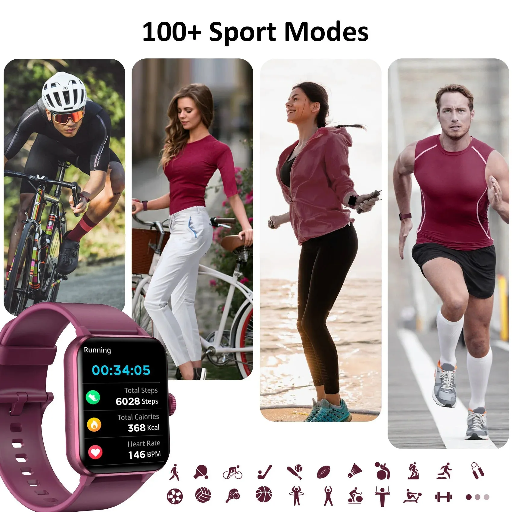 IOWODO 1.85” Full Touch HD Smartwatch Smart Watch Bluetooth Calling 100  Sport Fitness Tracking Watch with Voice Assistant