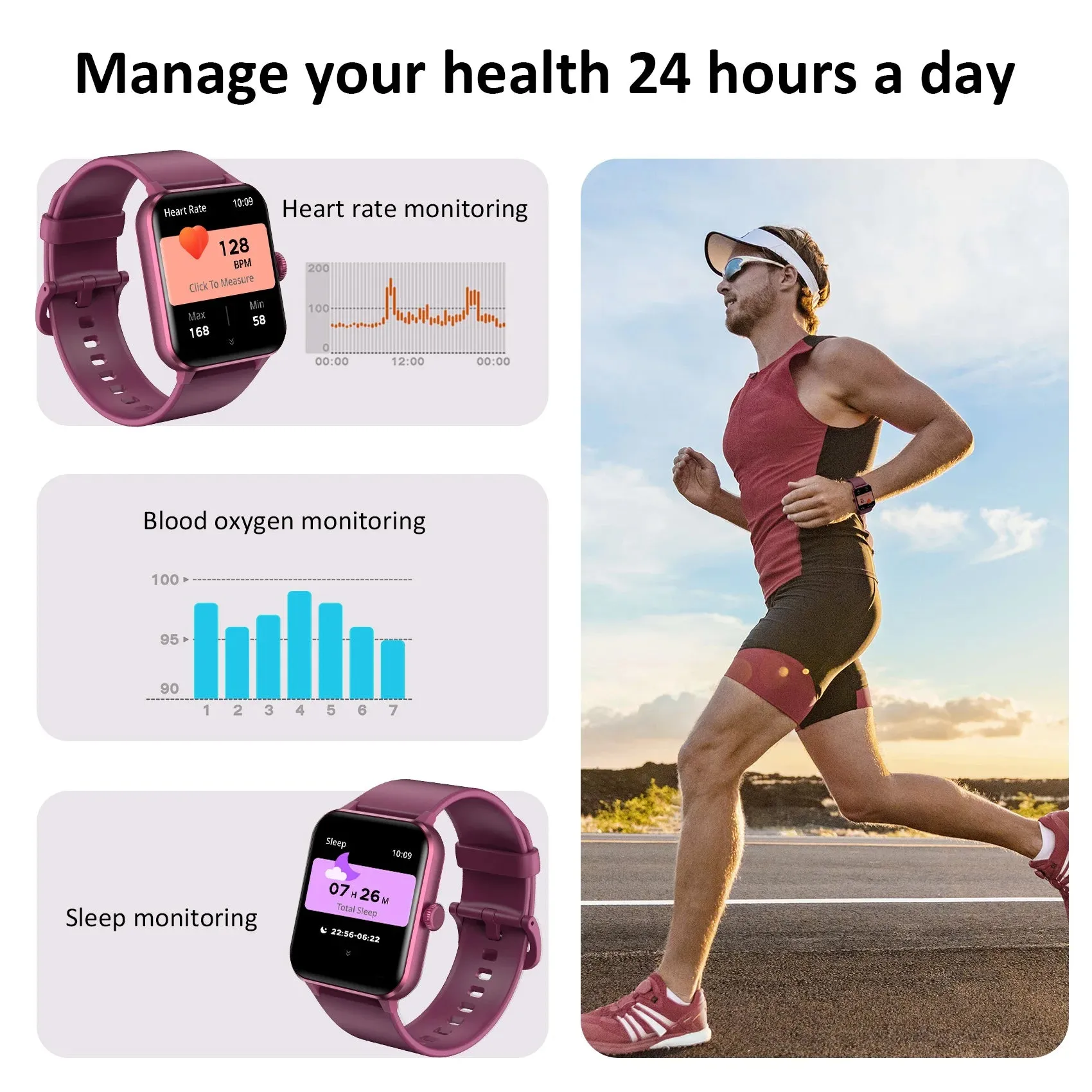 IOWODO 1.85” Full Touch HD Smartwatch Smart Watch Bluetooth Calling 100  Sport Fitness Tracking Watch with Voice Assistant