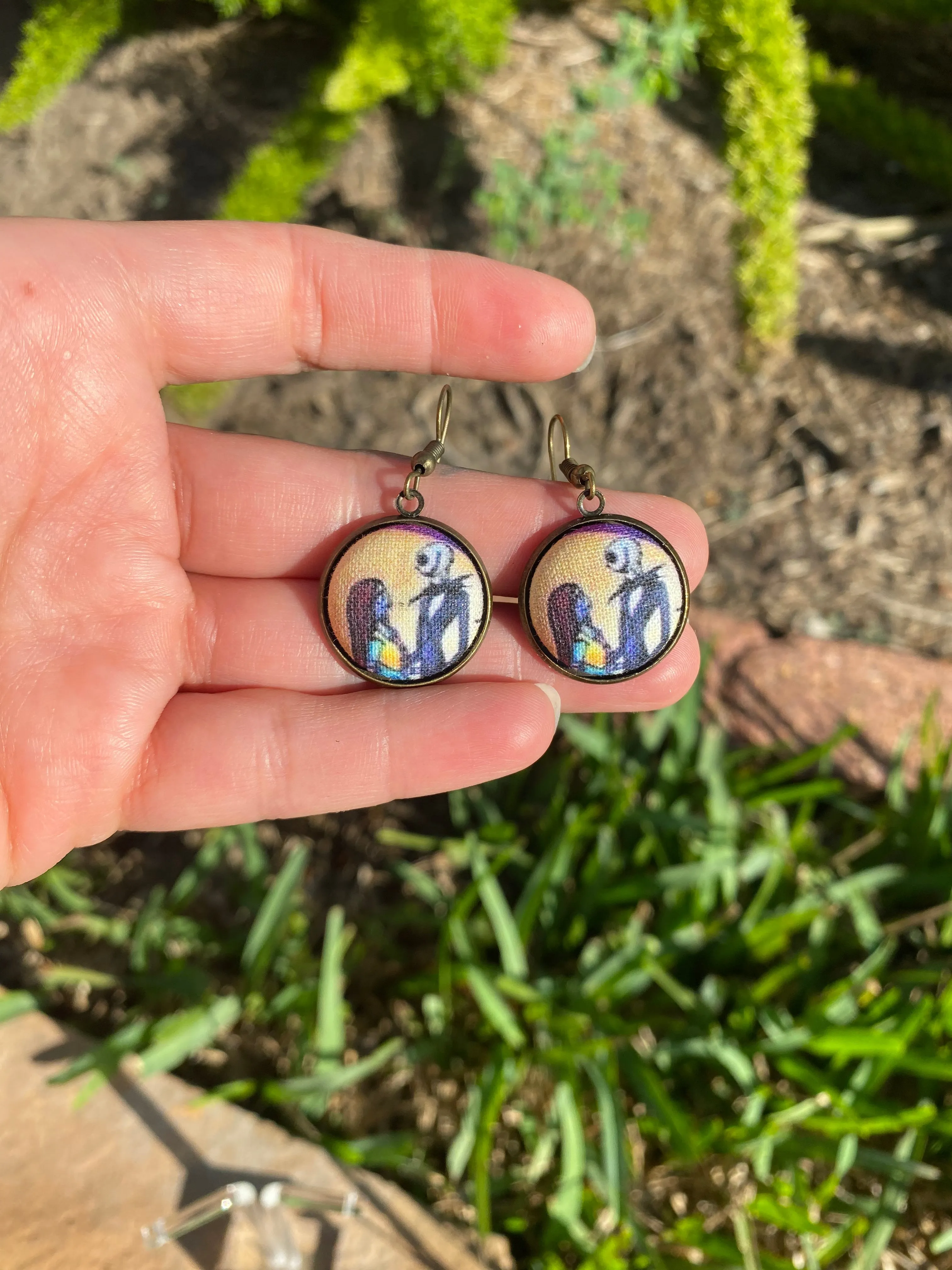 Jack and Sally Nightmare Before Christmas Halloween Novelty Gift Dangle Earrings