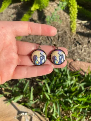 Jack and Sally Nightmare Before Christmas Halloween Novelty Gift Dangle Earrings