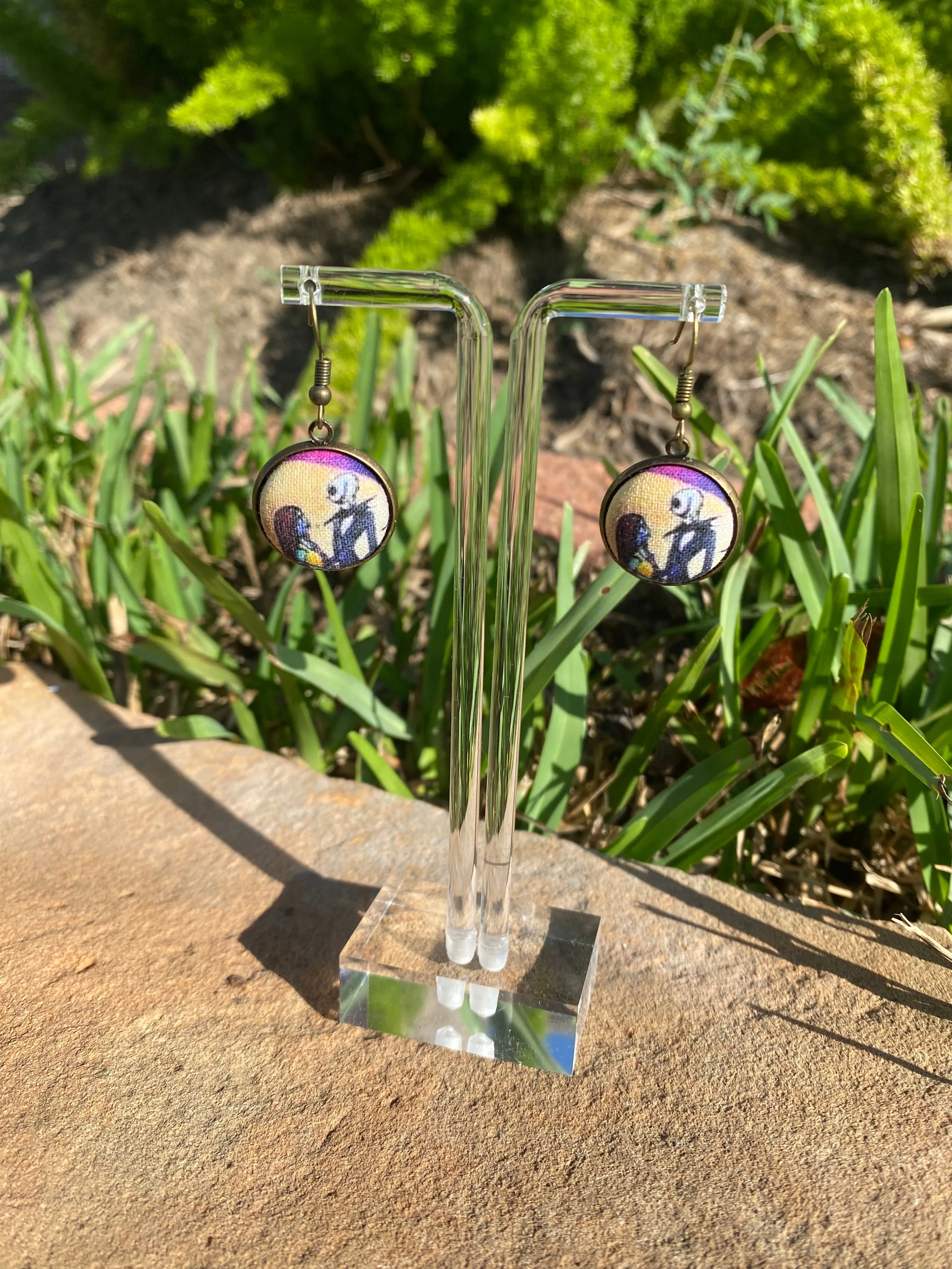 Jack and Sally Nightmare Before Christmas Halloween Novelty Gift Dangle Earrings
