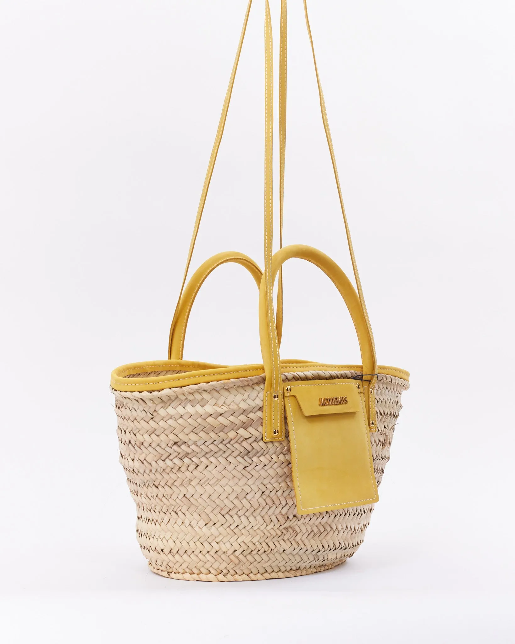 Jacquemus Beige & Yellow Le Raphia 'Le Panier Soli' Tote