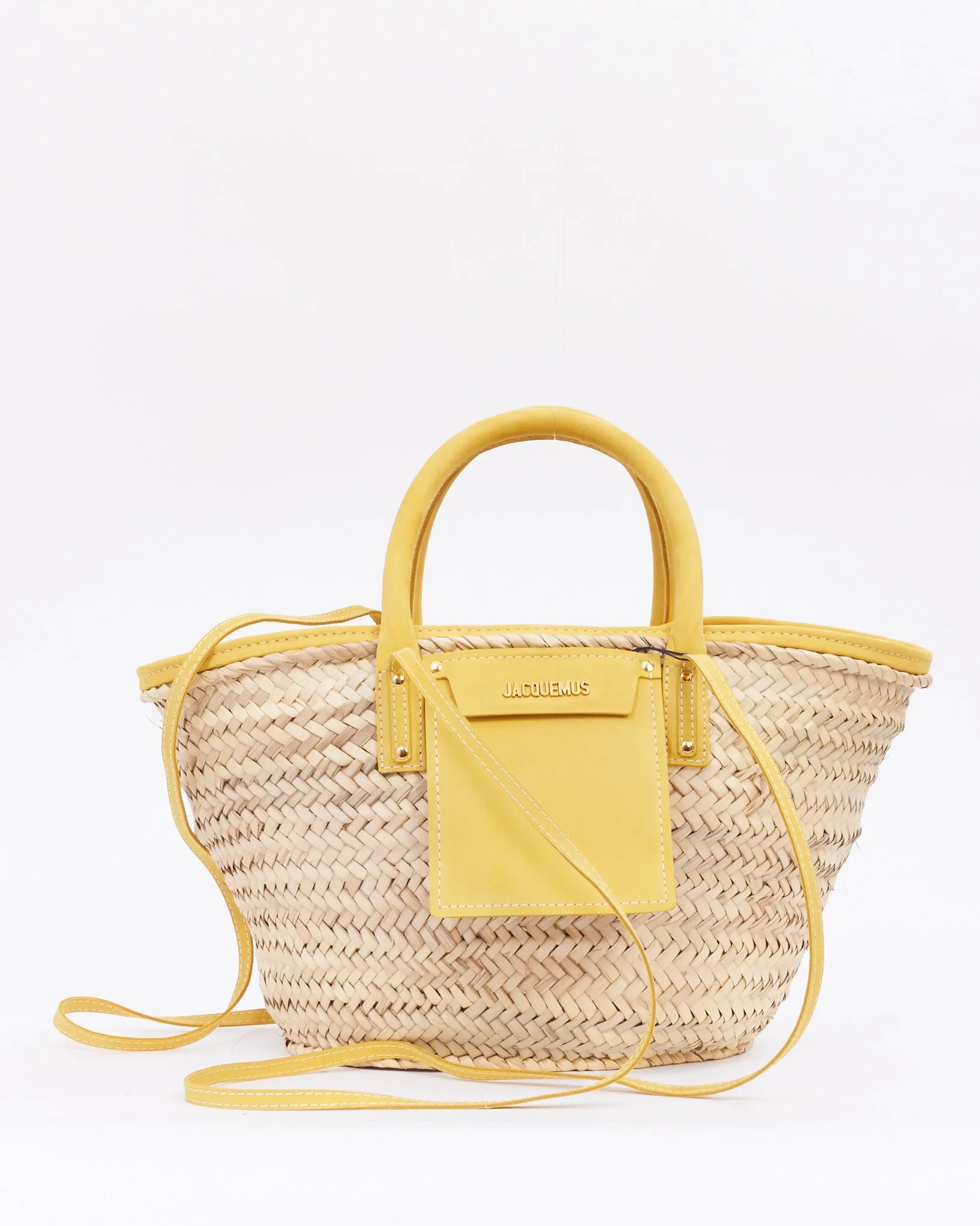 Jacquemus Beige & Yellow Le Raphia 'Le Panier Soli' Tote