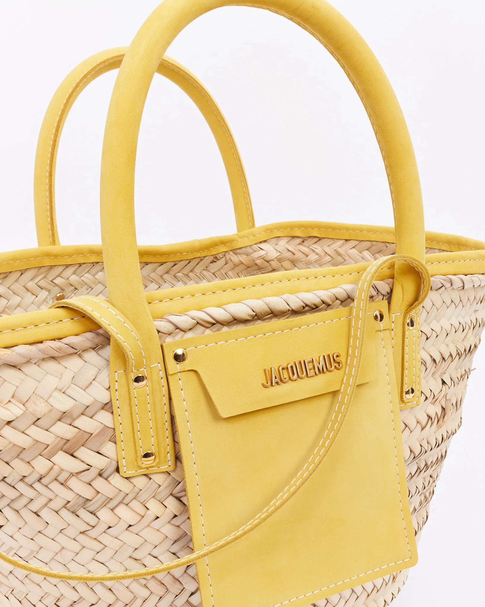 Jacquemus Beige & Yellow Le Raphia 'Le Panier Soli' Tote