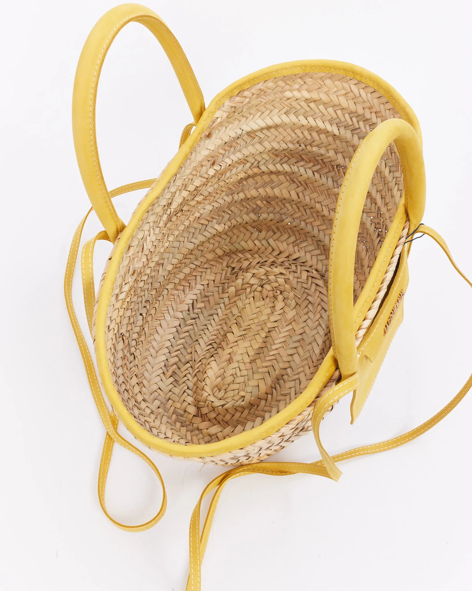 Jacquemus Beige & Yellow Le Raphia 'Le Panier Soli' Tote