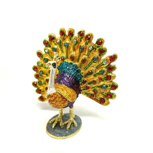 Jewelry Gift Enamel Color Craft Peacock Crystal Trinket Fashion Organizer Box Storage