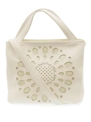 Joy Susan Flora Laser Cut Crossbody Tote - White