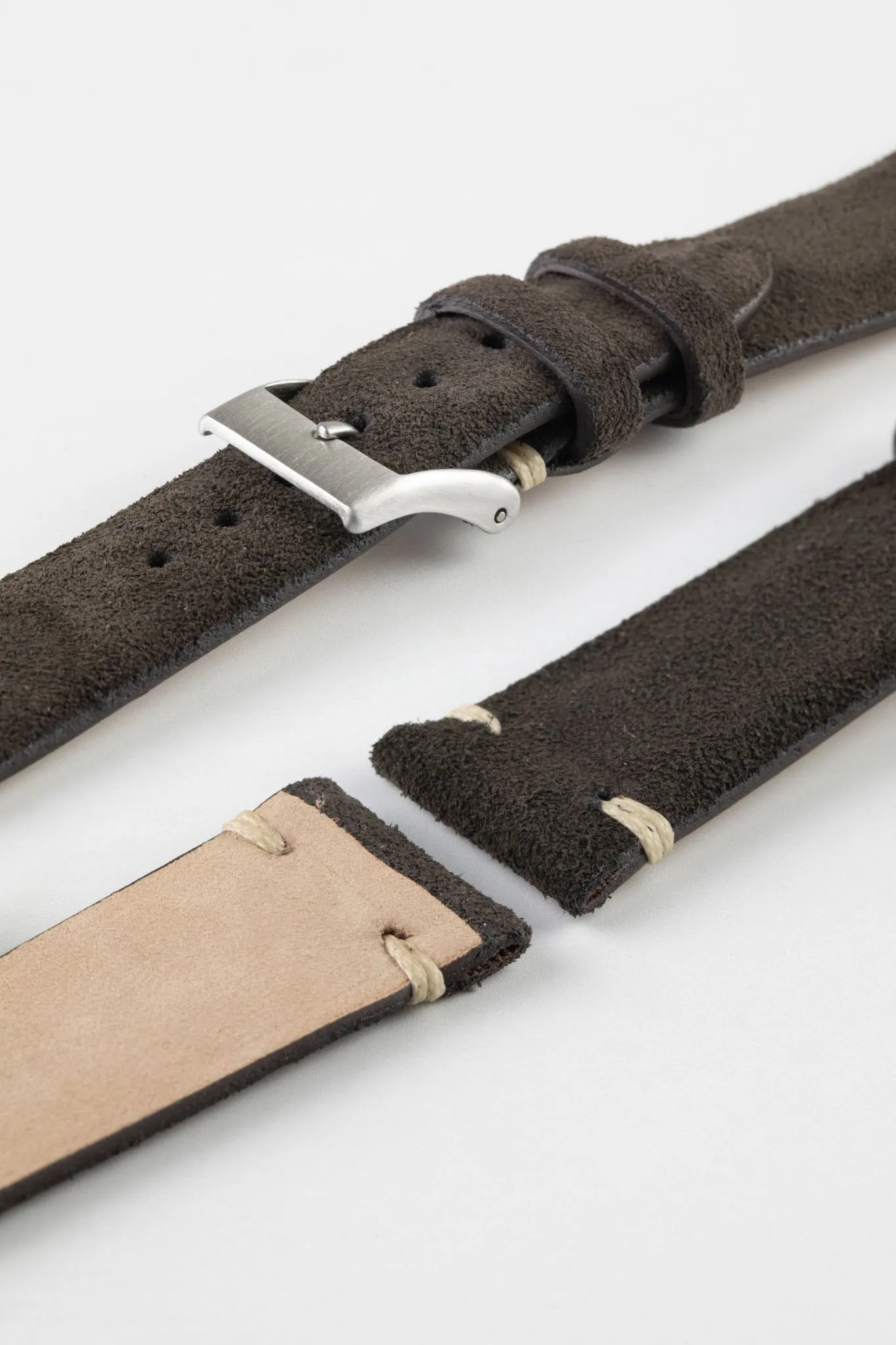 JPM Italian Vintage Suede Leather Watch Strap in CHARCOAL