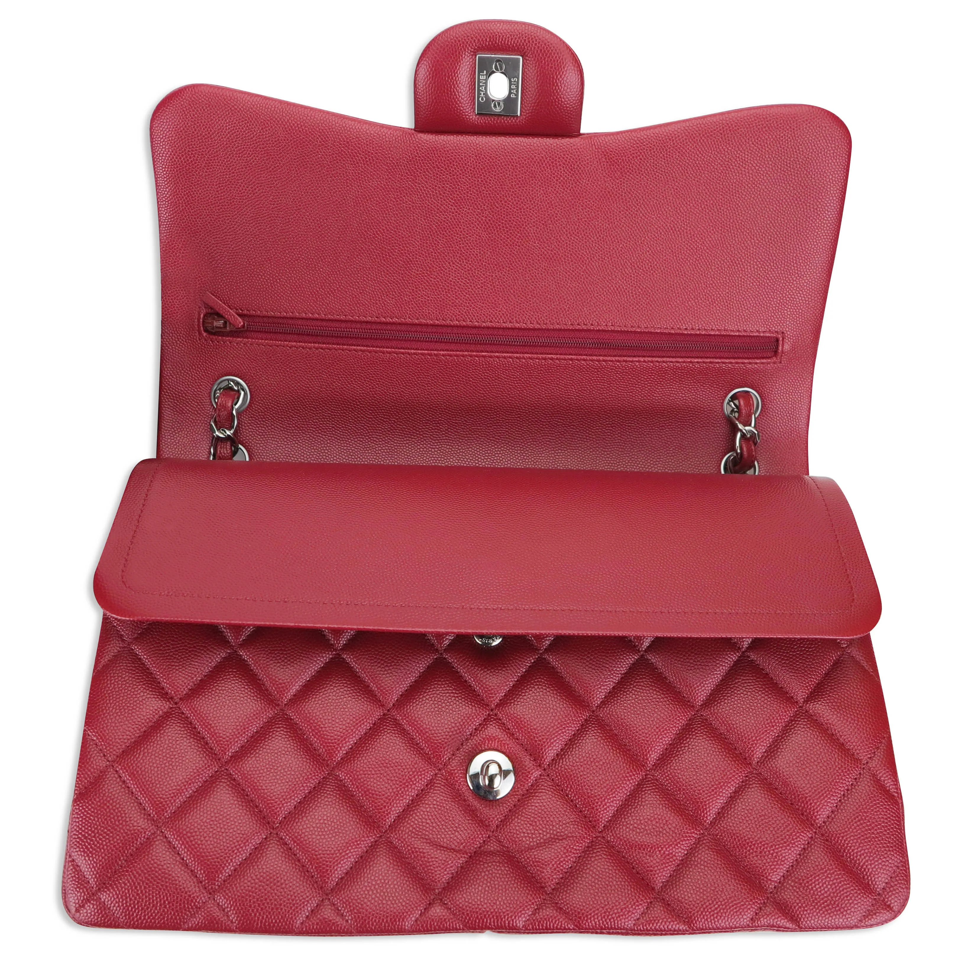 Jumbo Classic Double Flap Bag in 17B Red Caviar