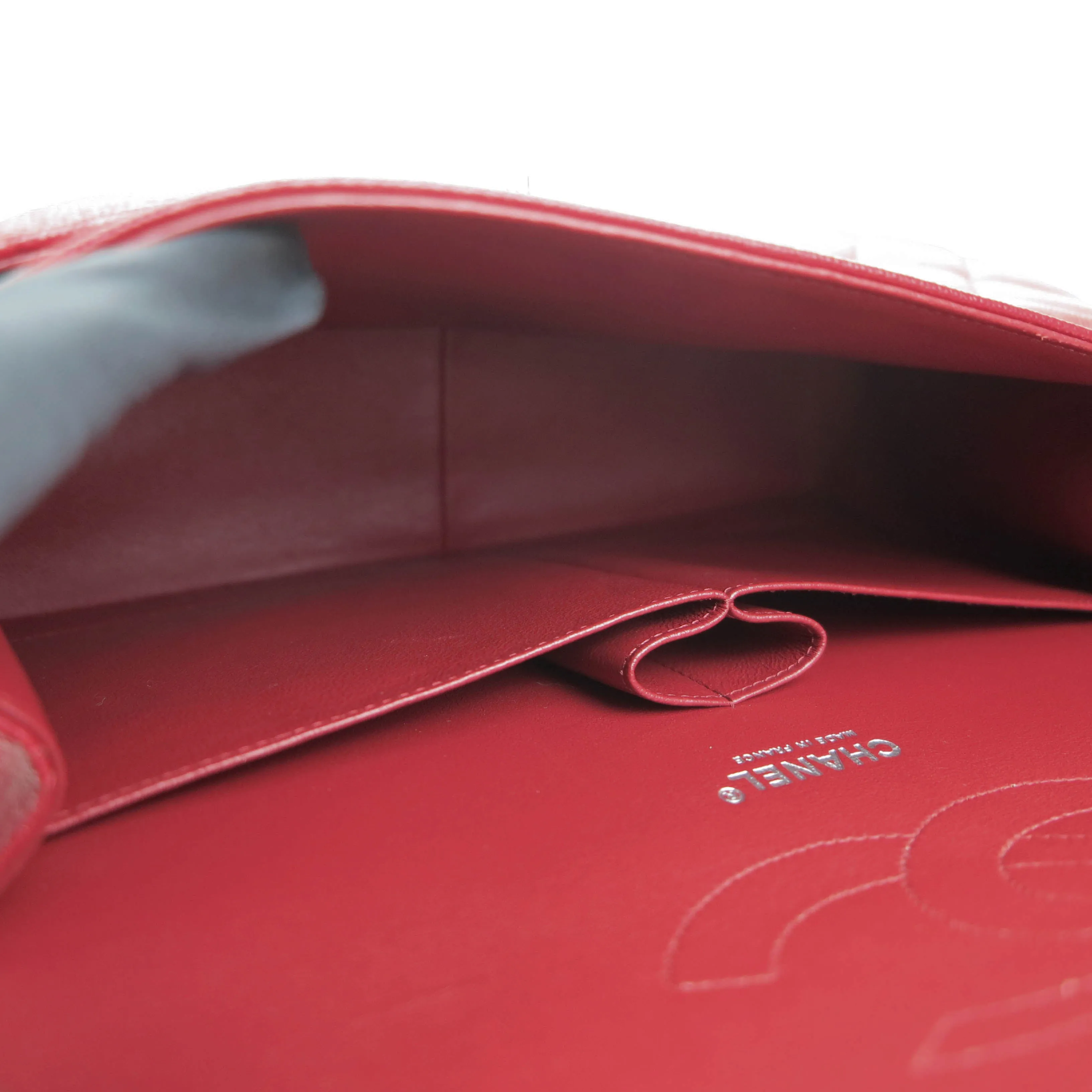Jumbo Classic Double Flap Bag in 17B Red Caviar