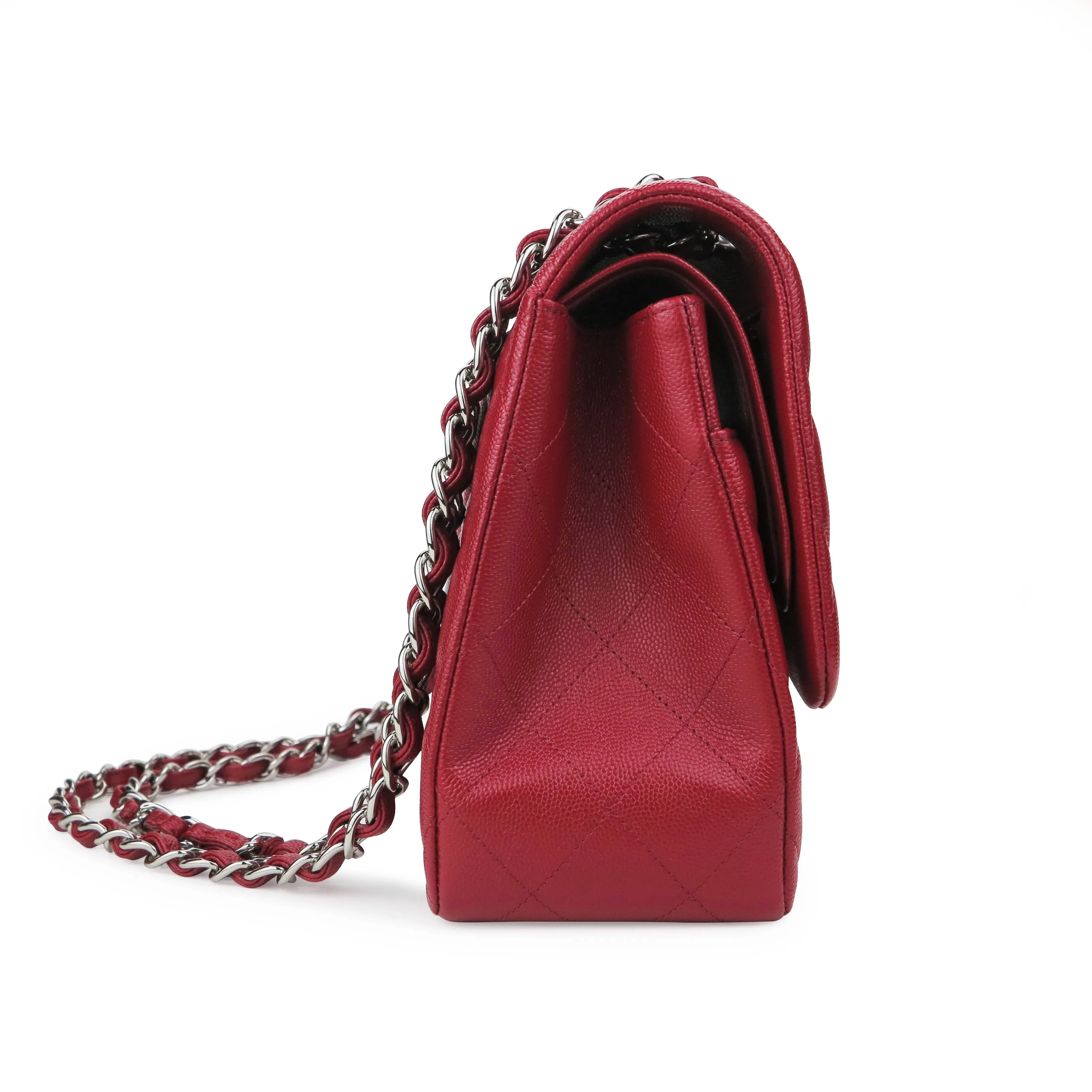 Jumbo Classic Double Flap Bag in 17B Red Caviar