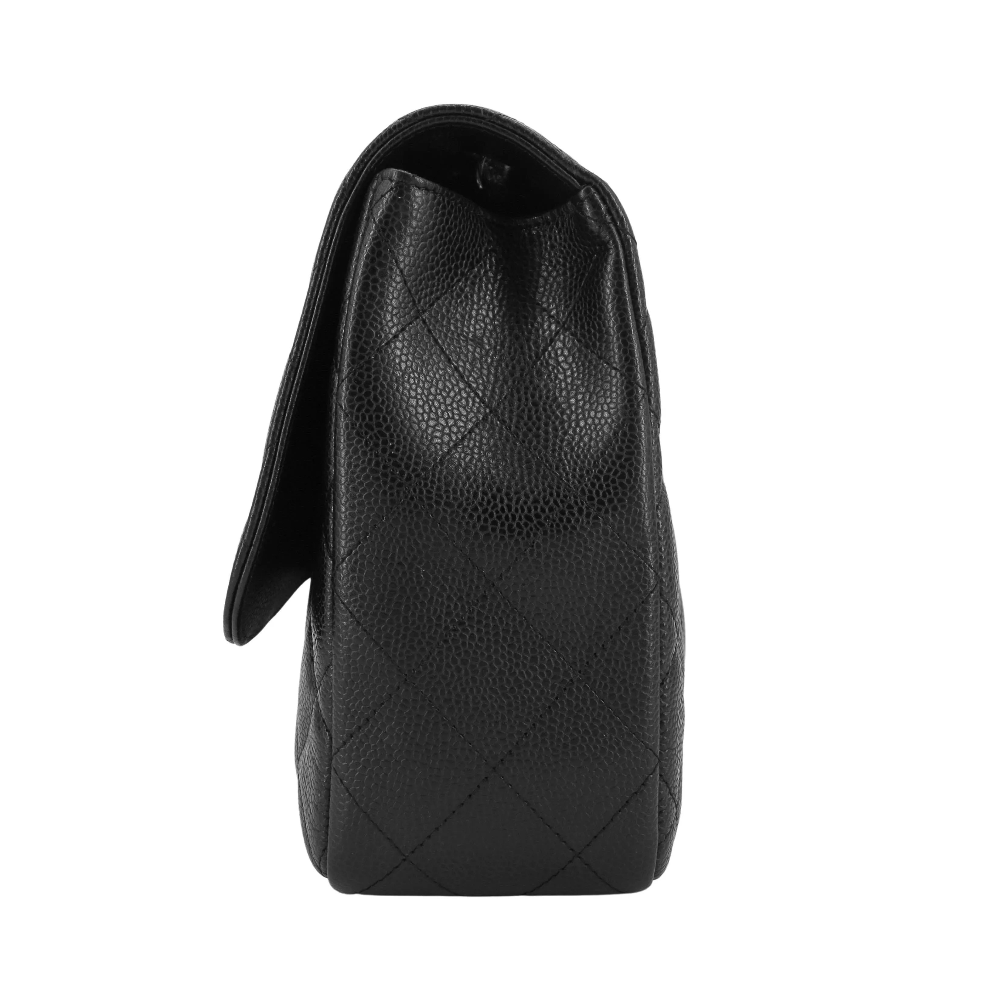 Jumbo Classic Single Flap Bag in Black Caviar