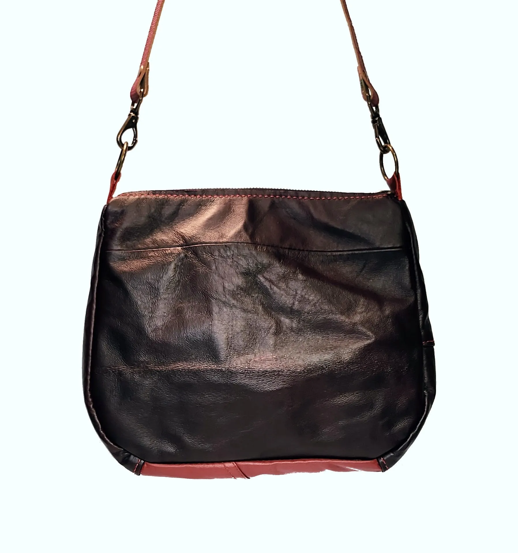 Karol Collared Red Leather Shoulder Bag