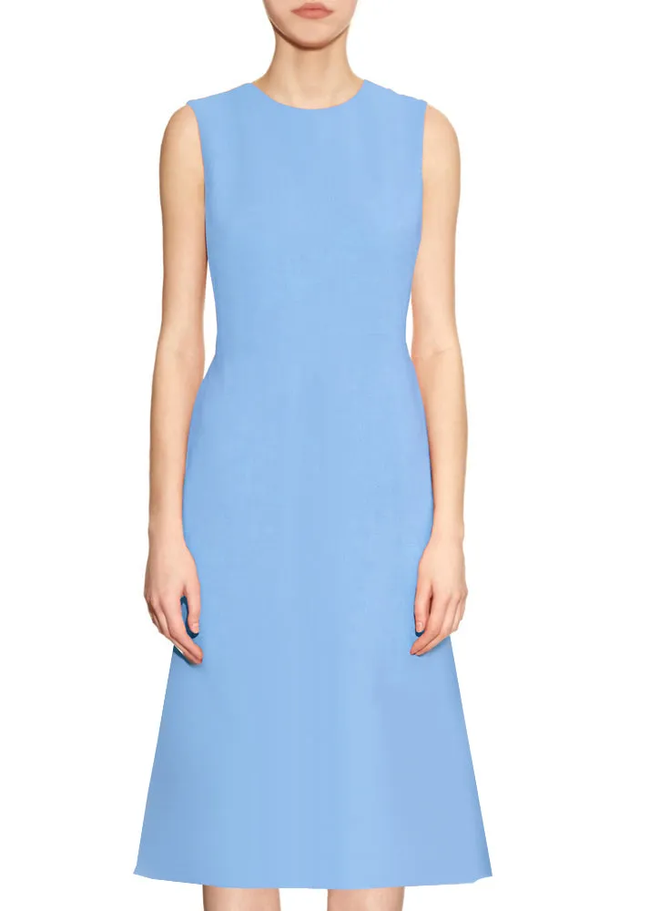 Kasi A-line Matte Crepe Dress with Jewel Neckline