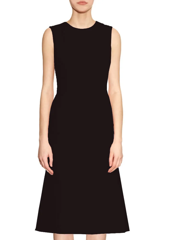 Kasi A-line Matte Crepe Dress with Jewel Neckline