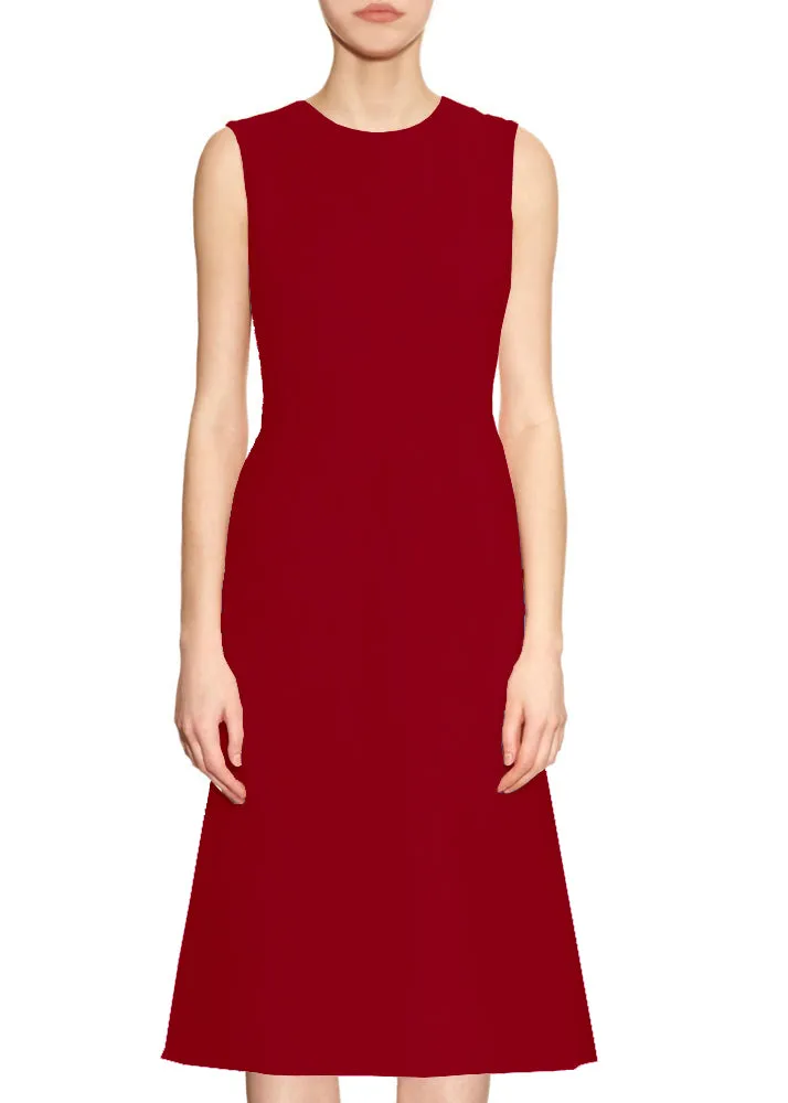 Kasi A-line Matte Crepe Dress with Jewel Neckline