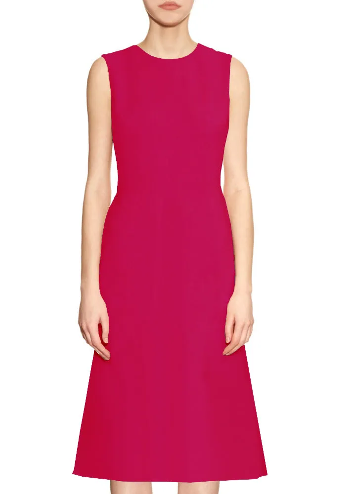 Kasi A-line Matte Crepe Dress with Jewel Neckline