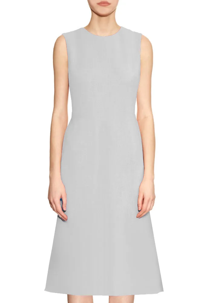 Kasi A-line Matte Crepe Dress with Jewel Neckline
