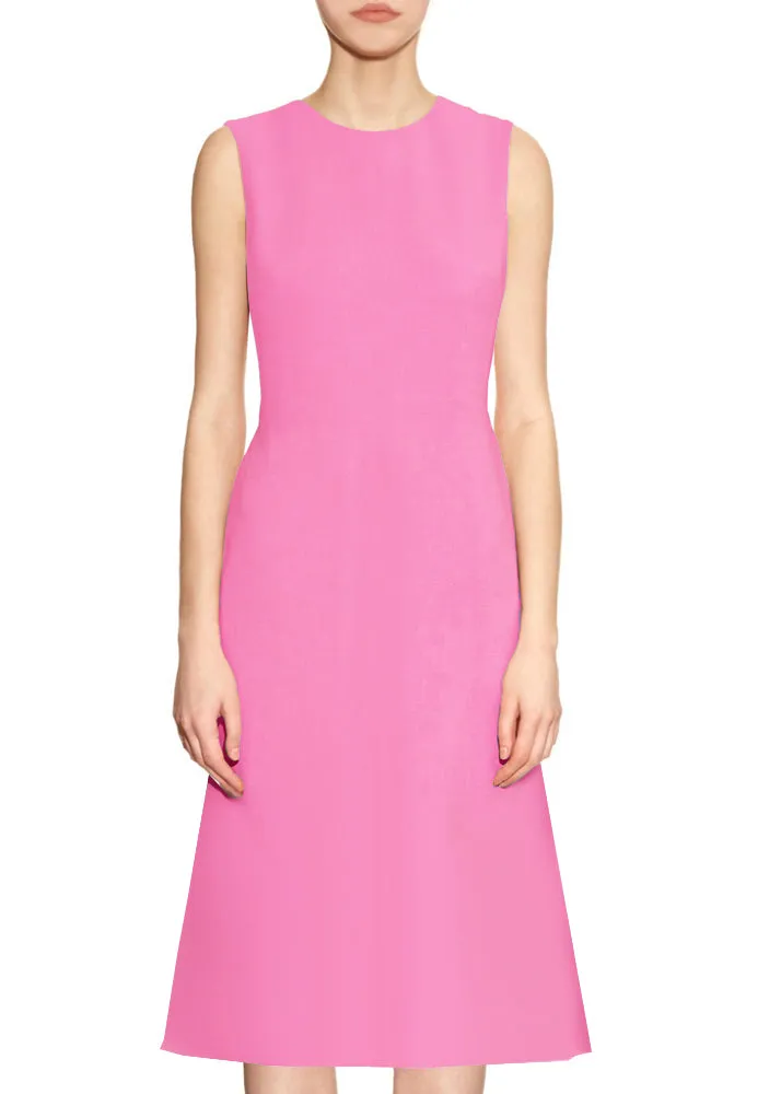 Kasi A-line Matte Crepe Dress with Jewel Neckline