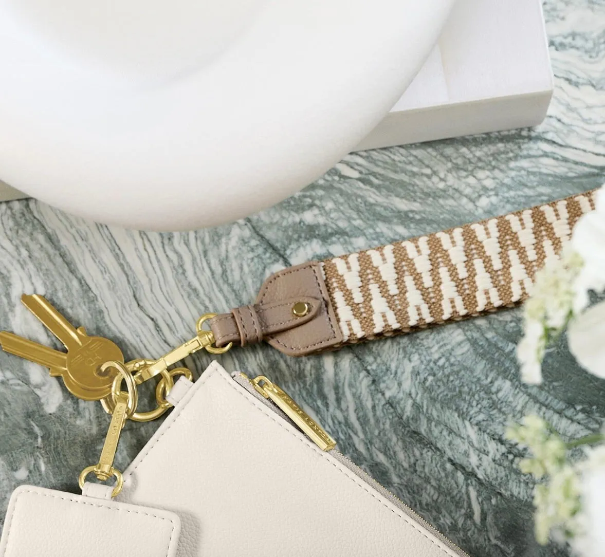Katie Loxton Zig Zag Canvas Wristlet Strap-Light Taupe