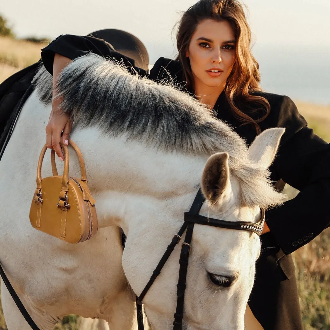 Kella - Equestrian Horse Bit Vanity Bag in Italian Black Leather