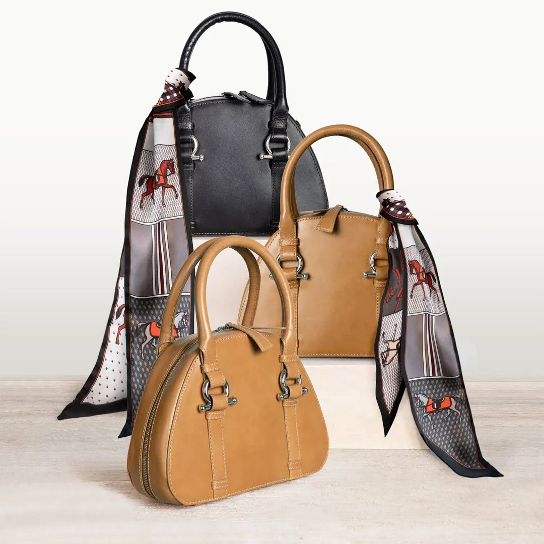 Kella - Equestrian Horse Bit Vanity Bag in Italian Black Leather