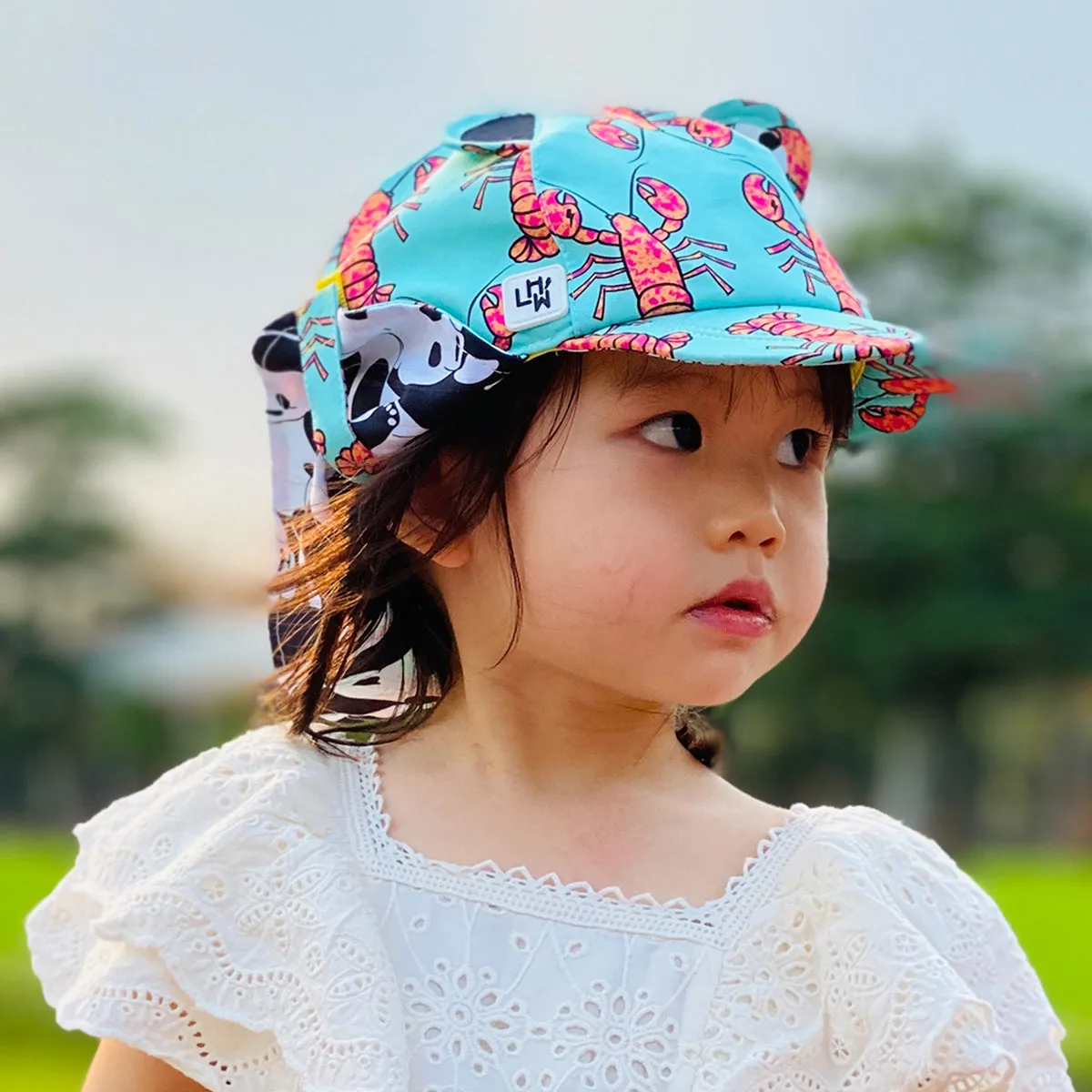 Kids Cub hat with neck flap: Lobster
