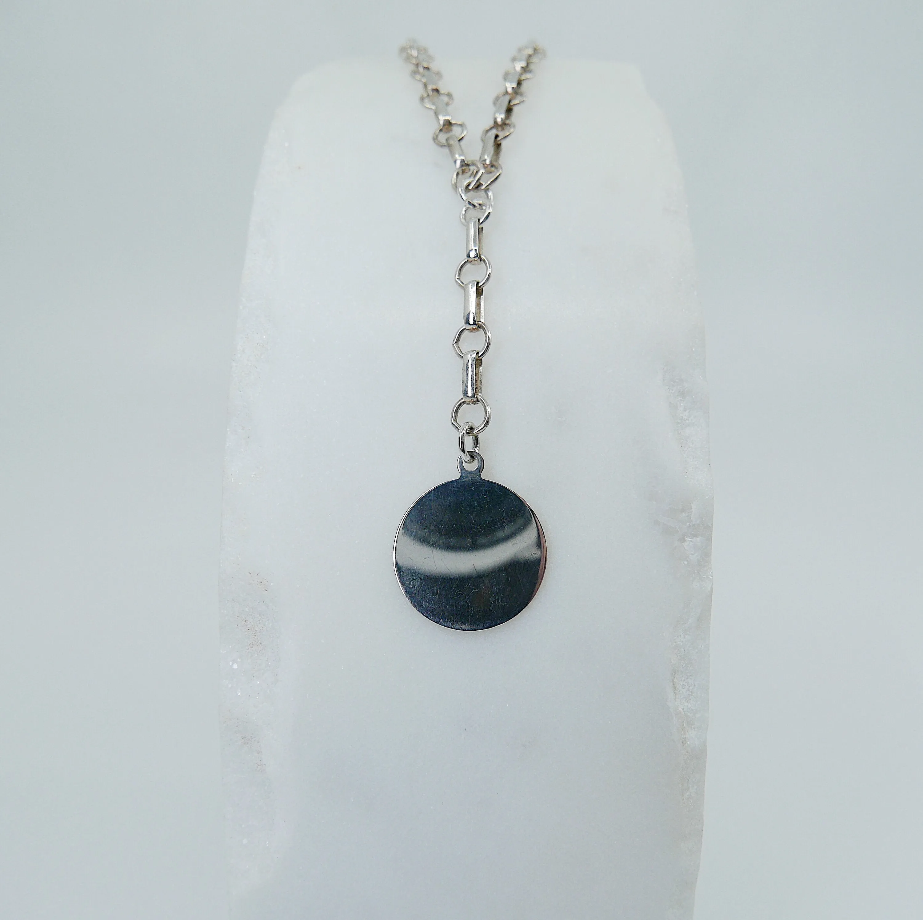 Large Coin Chain Lariat Necklace