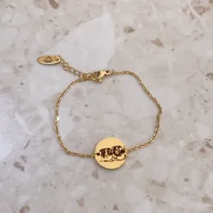 Lazer Engraved 15mm Disc with Thin Chain Bracelet