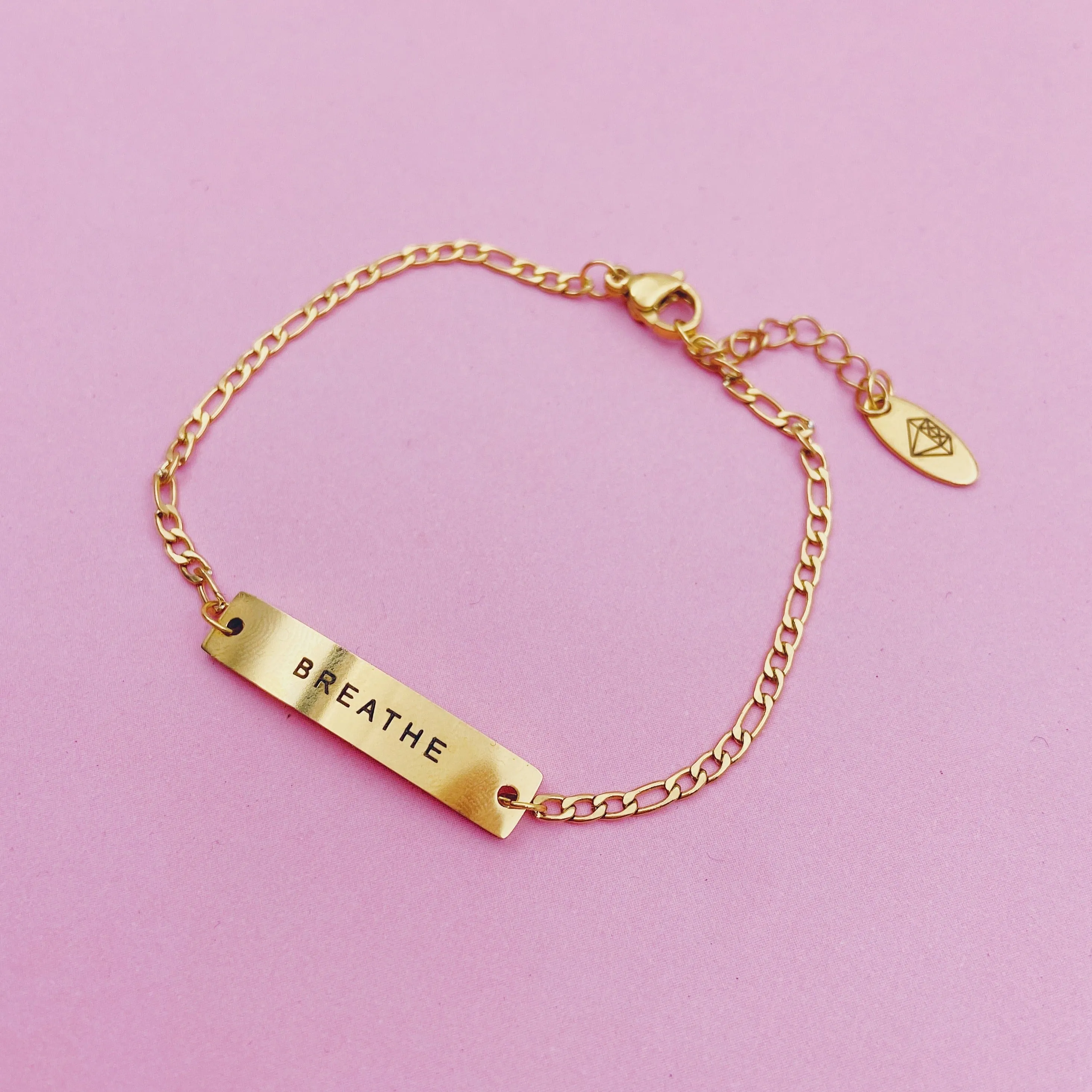 Lazer Engraved Custom Bar with Figaro Chain Bracelet