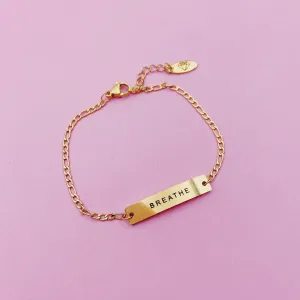 Lazer Engraved Custom Bar with Figaro Chain Bracelet