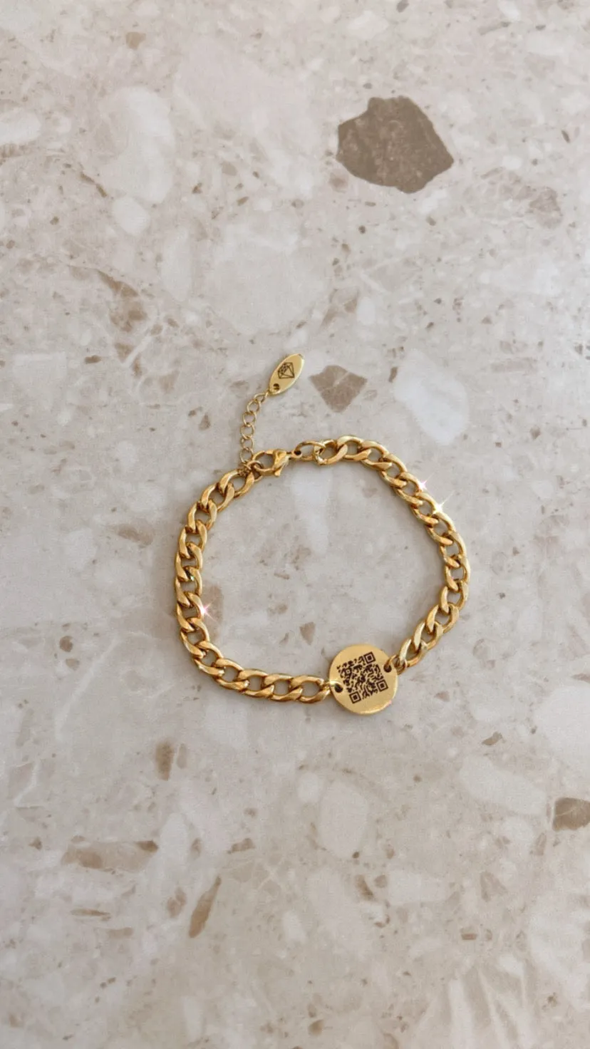 Lazer Engraved Custom Disc with Thick Curb Chain Bracelet