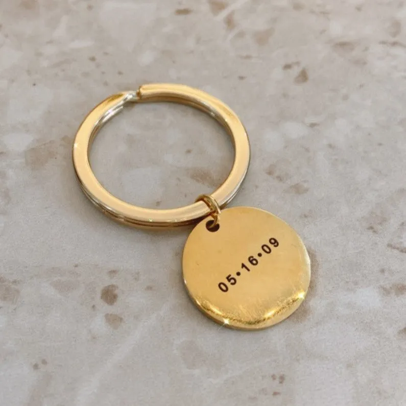 Lazer Engraved Disc Keychain - LINE ART
