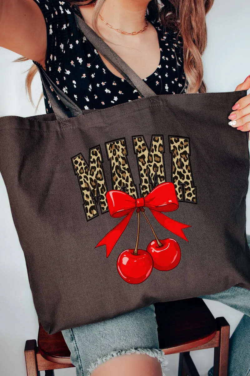 Leopard Cherry Mama Canvas Jumbo Tote