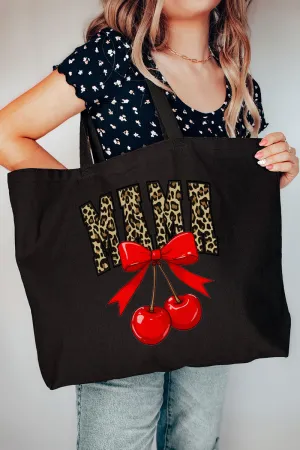 Leopard Cherry Mama Canvas Jumbo Tote