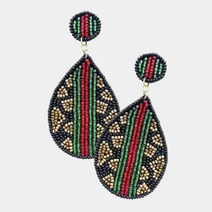 Leopard Pattern Color Block Seed Beaded Earrings
