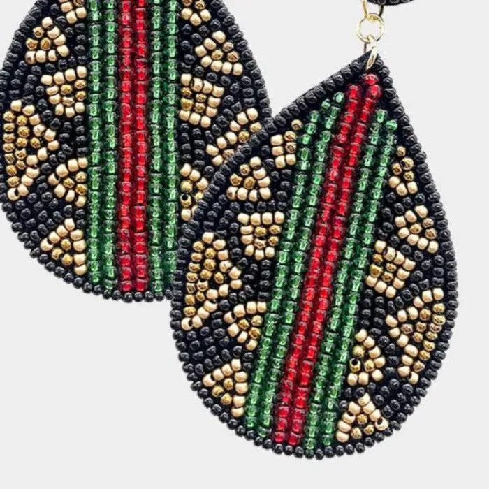Leopard Pattern Color Block Seed Beaded Earrings