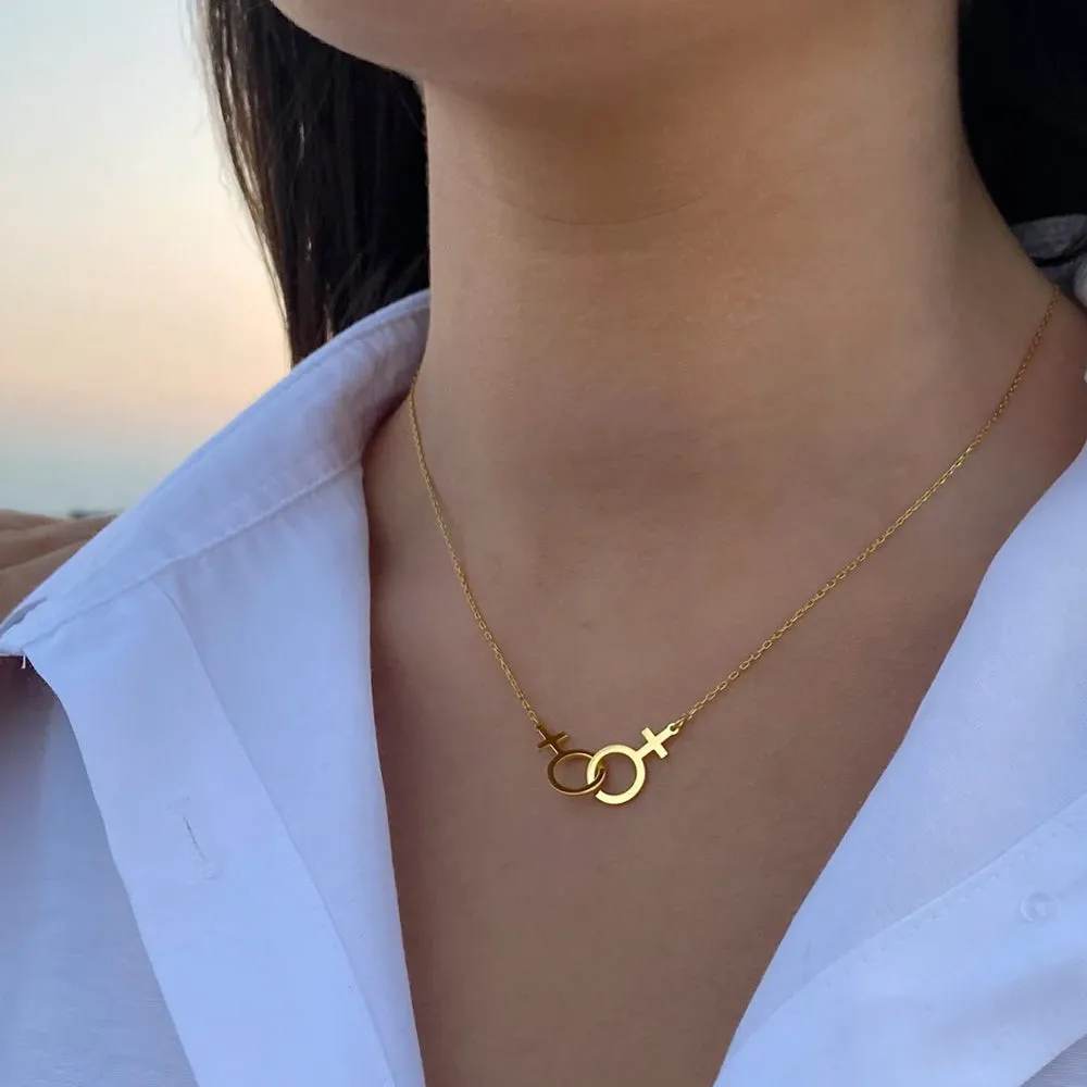 Lesbian Necklace Double Venus Charm LGBT Pride Jewelry Gift