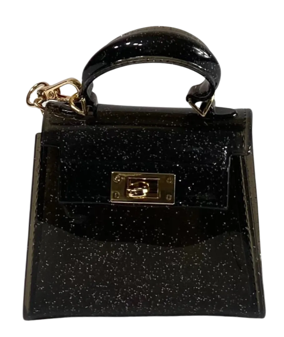 Lipstick Black Mini Purse with Detachable Chain Link Shoulder Strap