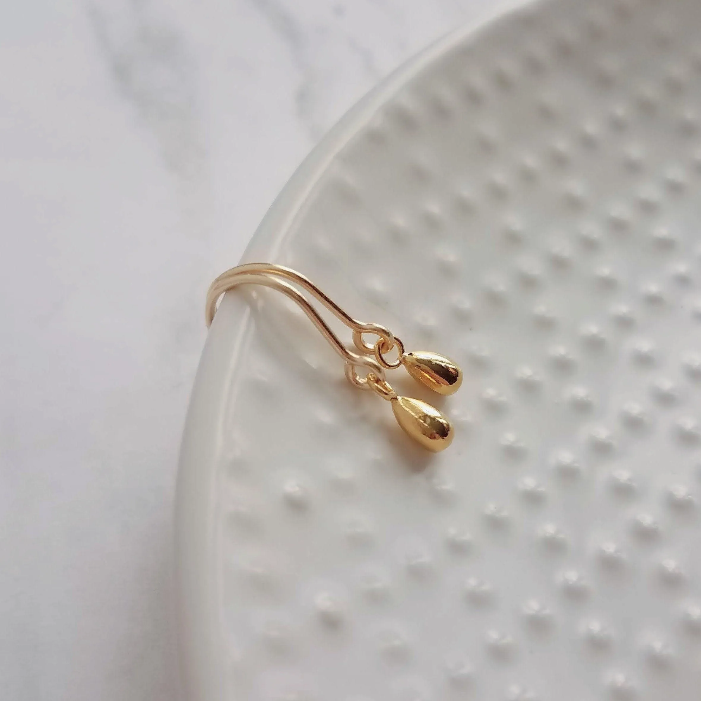 Little Gold Teardrop Earrings, 14K gold fill hooks, small gold drop earring, tiny teardrop earring, small dangle earring, gold raindrop