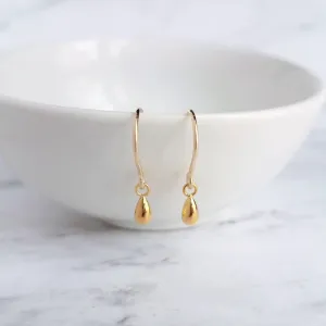 Little Gold Teardrop Earrings, 14K gold fill hooks, small gold drop earring, tiny teardrop earring, small dangle earring, gold raindrop